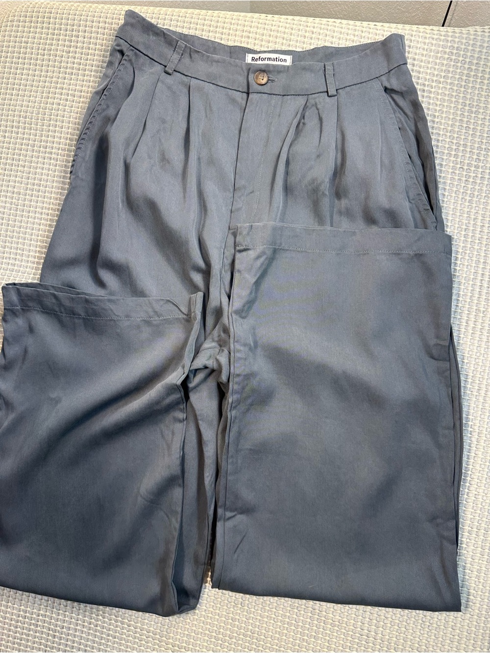 Reformation Mason Pant Charcoal Gray Wide Leg Trousers Size 8 - Picture 8 of 9